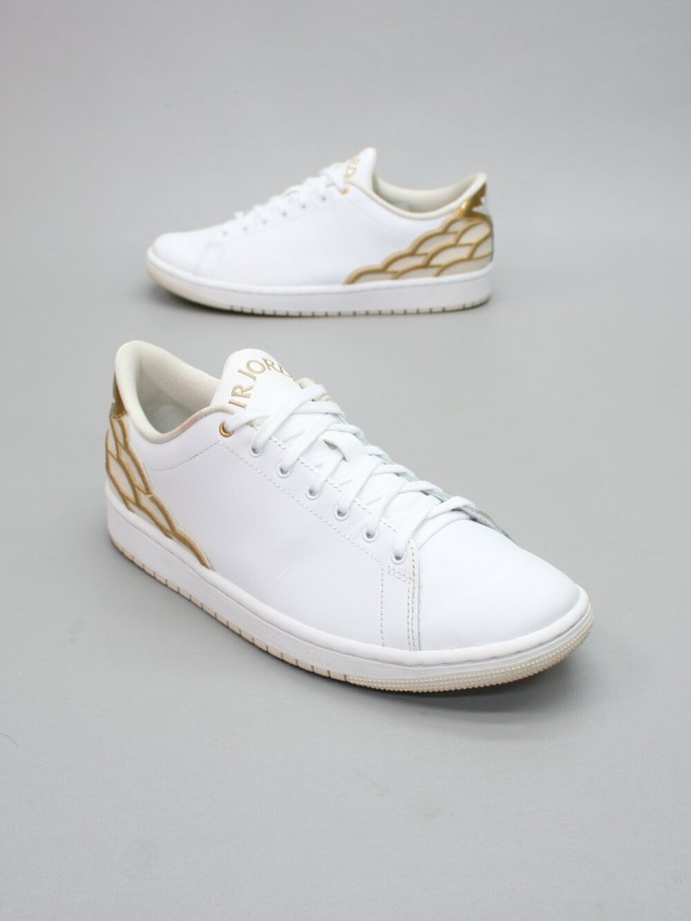 Nike Men's 7.5 Air Jordan 1 Centre Court Shoes White Gold Sneakers - DQ8577-100